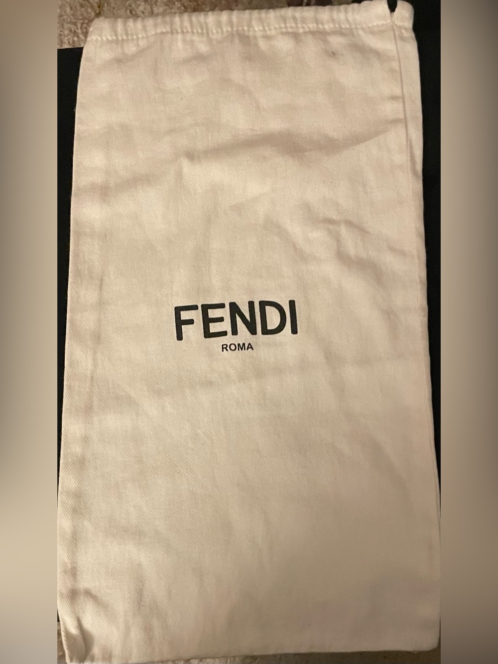 Fendi White Drawstring Logo Dust Bag